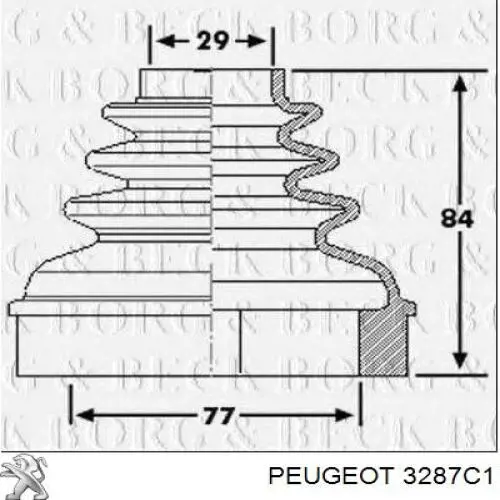 3287C1 Peugeot/Citroen fuelle, árbol de transmisión delantero interior