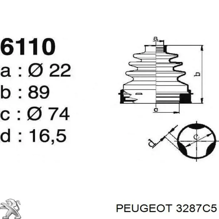 Comprar 3287C5 Peugeot/Citroen Fuelle de semieje delantero interior