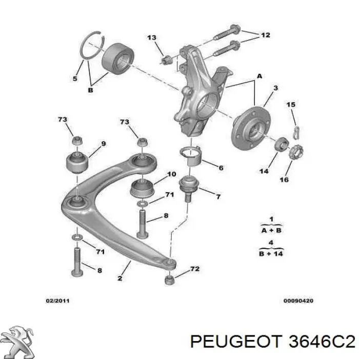 Mangueta delantera izquierda Peugeot/Citroen 3646C2 precio, desde 53,72 EUR