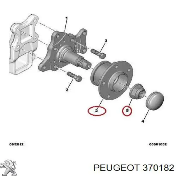 370182 Peugeot/Citroen cubo de rueda trasero