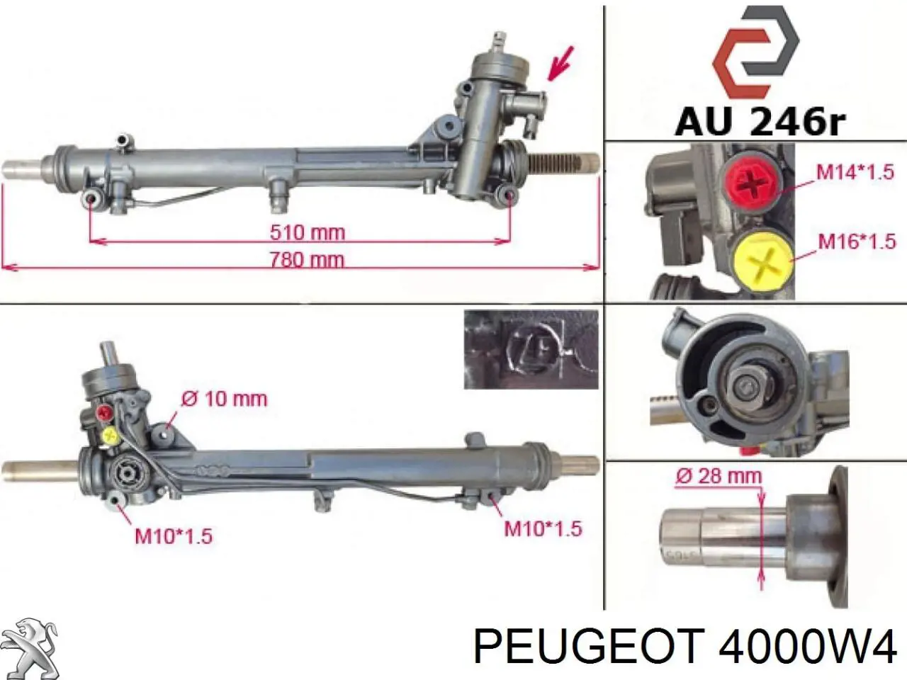 4000E2 Peugeot/Citroen cremallera de dirección