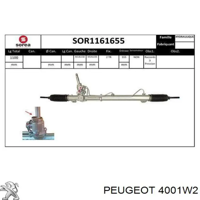 Comprar 4001W2 Peugeot/Citroen Cremallera