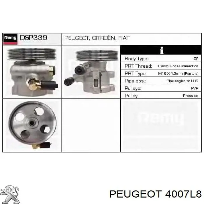 Bomba de dirección asistida  Peugeot/Citroen 4007L8 precio, desde 76,96 EUR