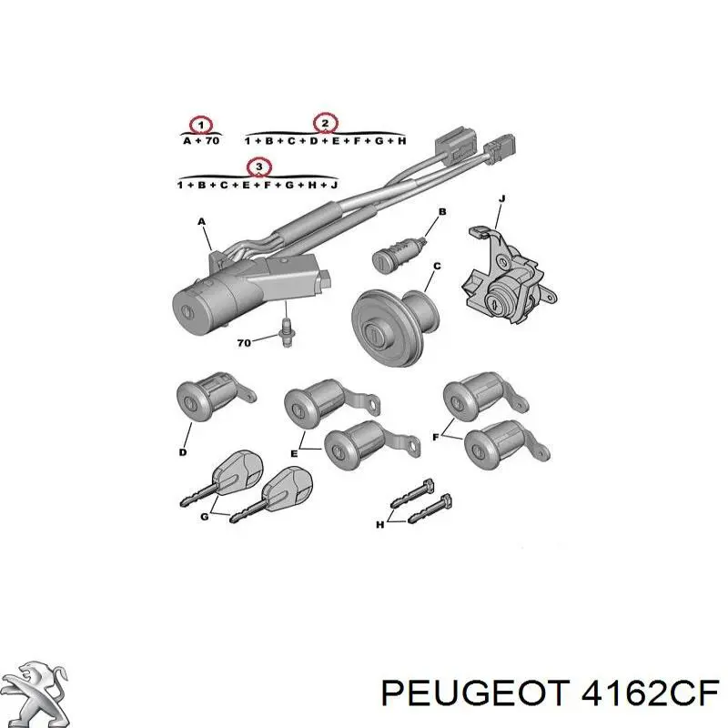 Juego de cerradura de puerta con interruptor de encendido y llaves para Peugeot Partner (5)