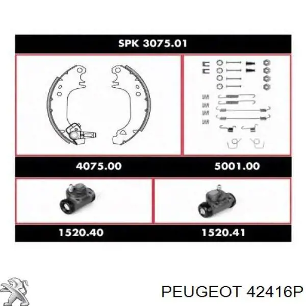42416P Peugeot/Citroen zapatas de frenos de tambor traseras