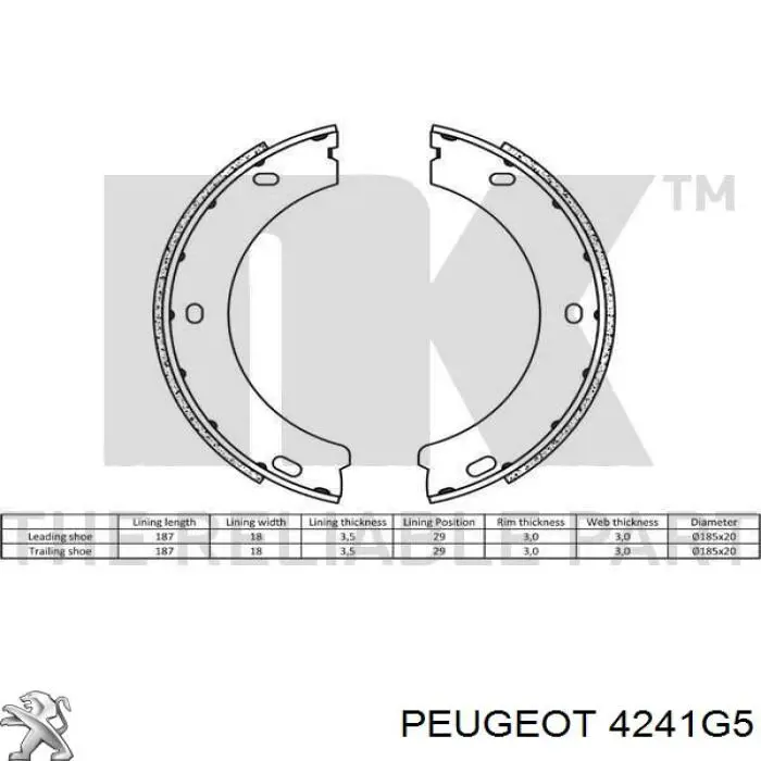 4241G5 Peugeot/Citroen zapatas de frenos de tambor traseras