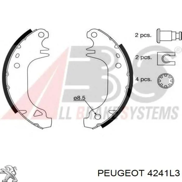 4241L3 Peugeot/Citroen zapatas de frenos de tambor traseras
