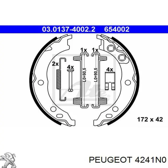 4241N0 Peugeot/Citroen juego de zapatas de frenos, freno de estacionamiento