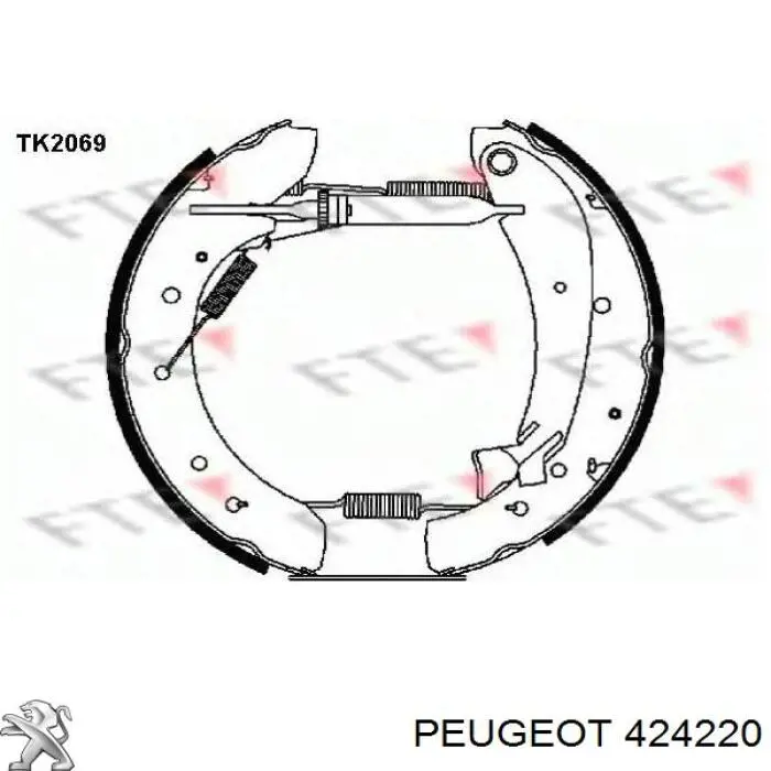 424220 Peugeot/Citroen kit de frenos de tambor, con cilindros, completo