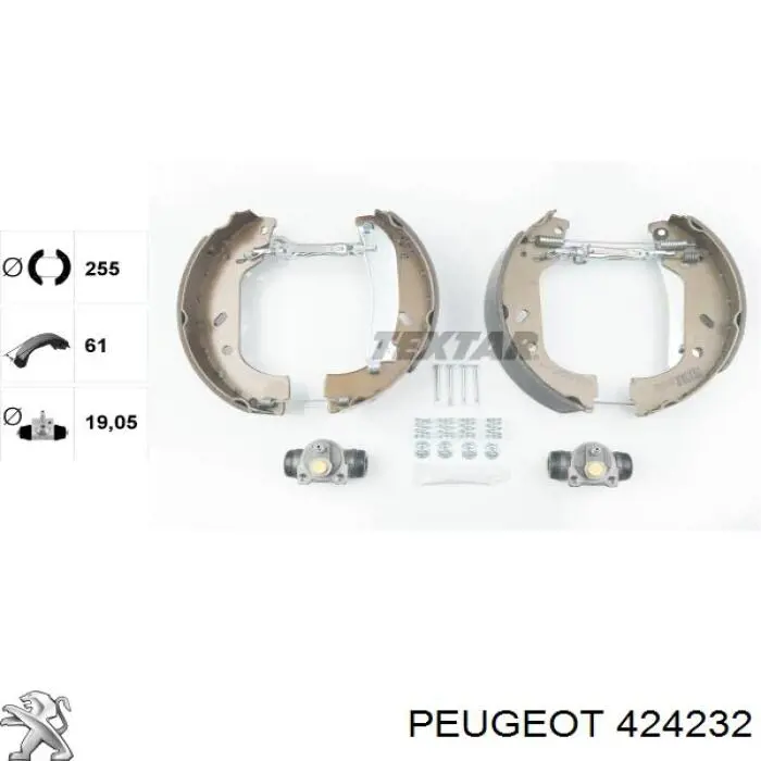 424232 Peugeot/Citroen kit de frenos de tambor, con cilindros, completo