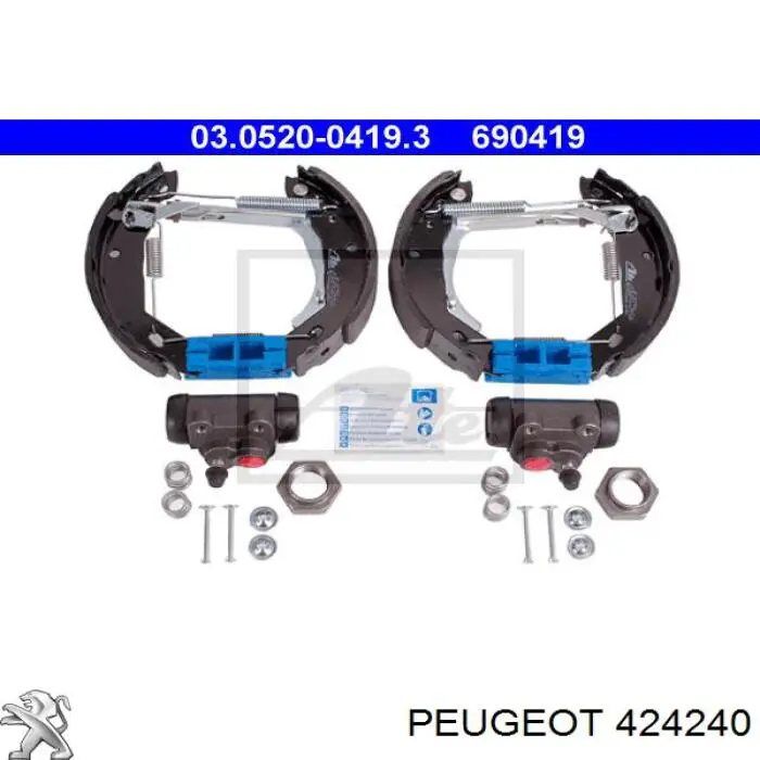 424240 Peugeot/Citroen juego de zapatas de frenos de tambor, con cilindros, completo