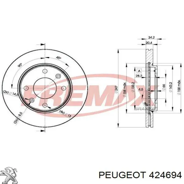 Freno de disco delantero Peugeot 205 1 741A, C