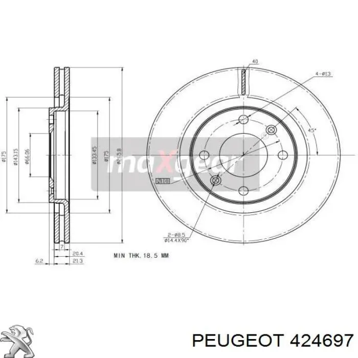 424697 Peugeot/Citroen disco de freno delantero