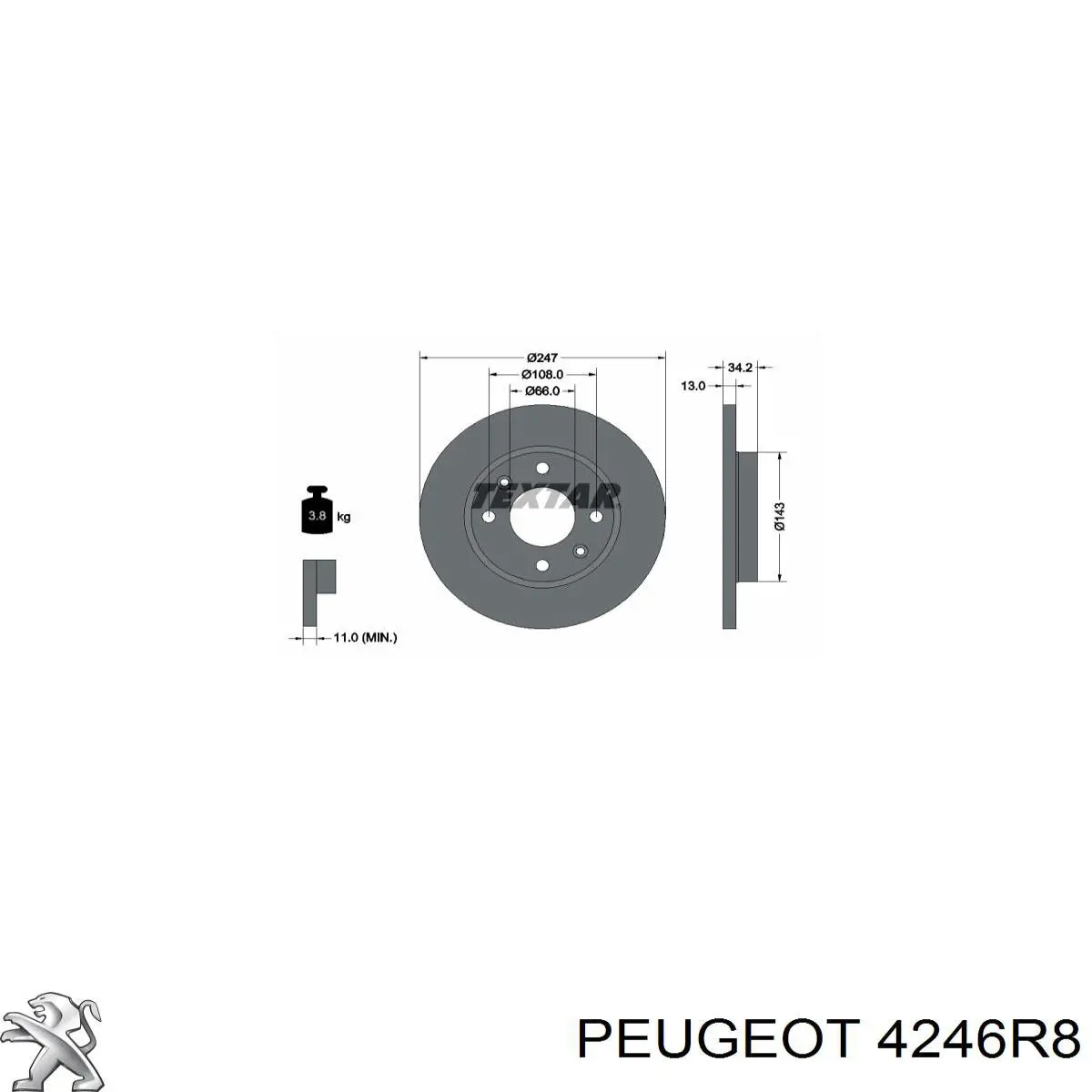 Disco de freno 4246R8 Peugeot/Citroen