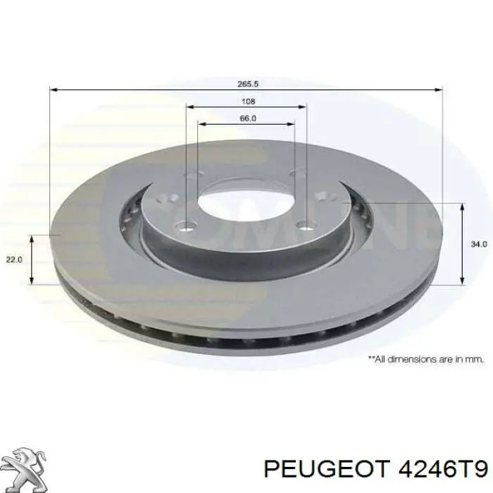 4246T9 Peugeot/Citroen freno de disco delantero