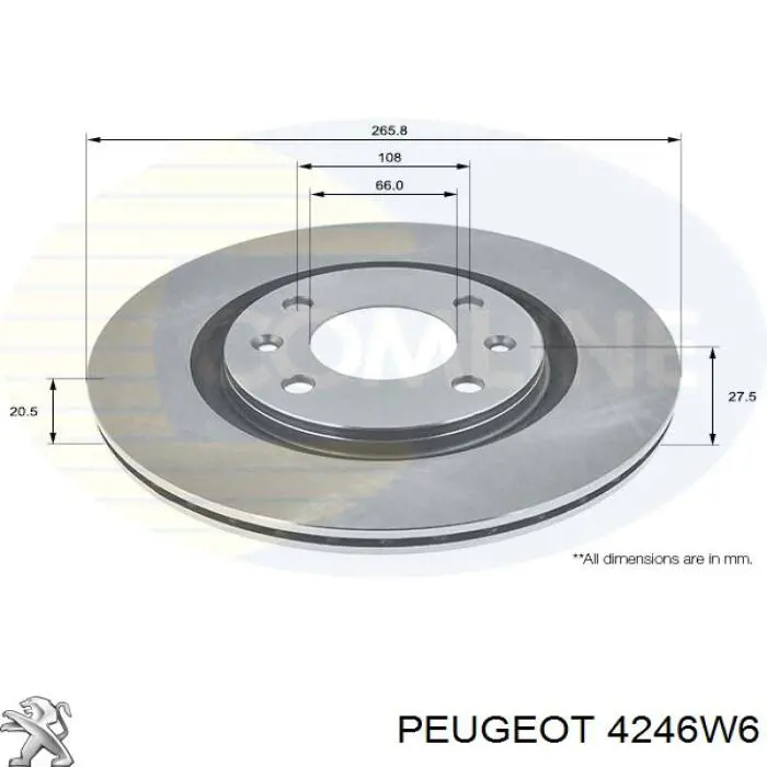 4246W6 Peugeot/Citroen disco de freno delantero