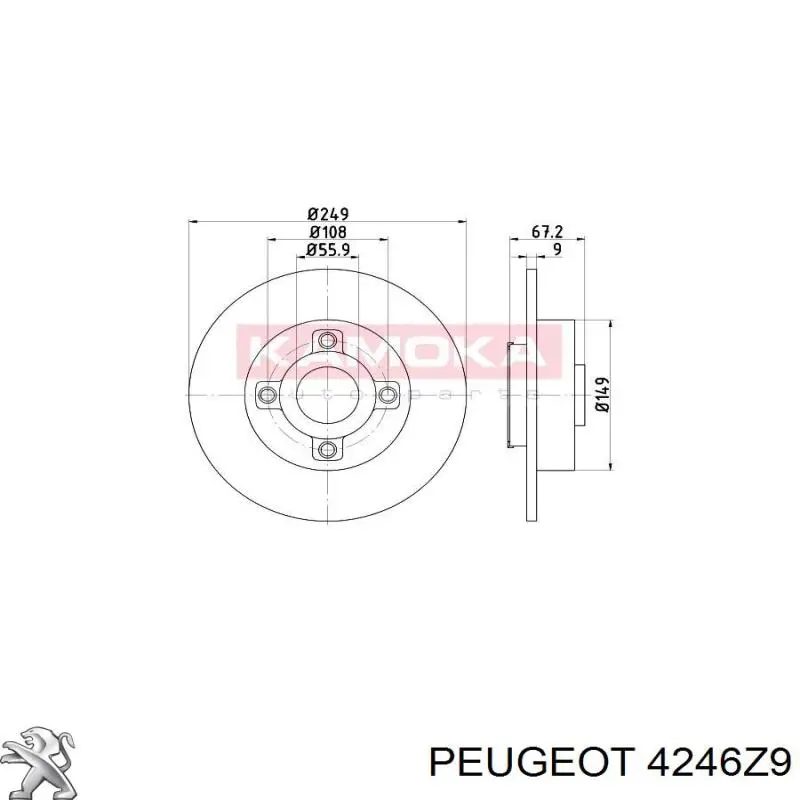 Disco de freno trasero 4246Z9 Peugeot/Citroen
