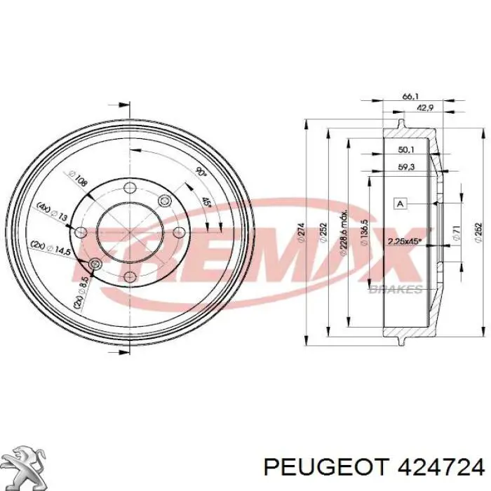 Comprar 424724 Peugeot/Citroen Tambor de freno trasero
