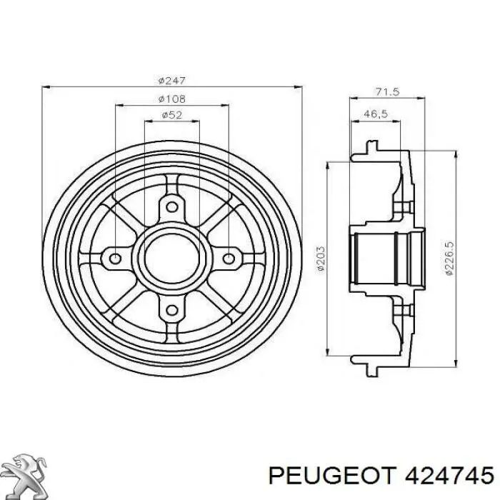 424745 Peugeot/Citroen Tambor de freno trasero