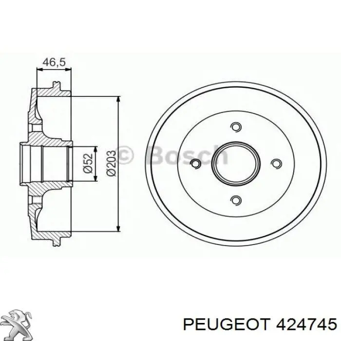 Comprar 424745 Peugeot/Citroen Tambor de freno trasero