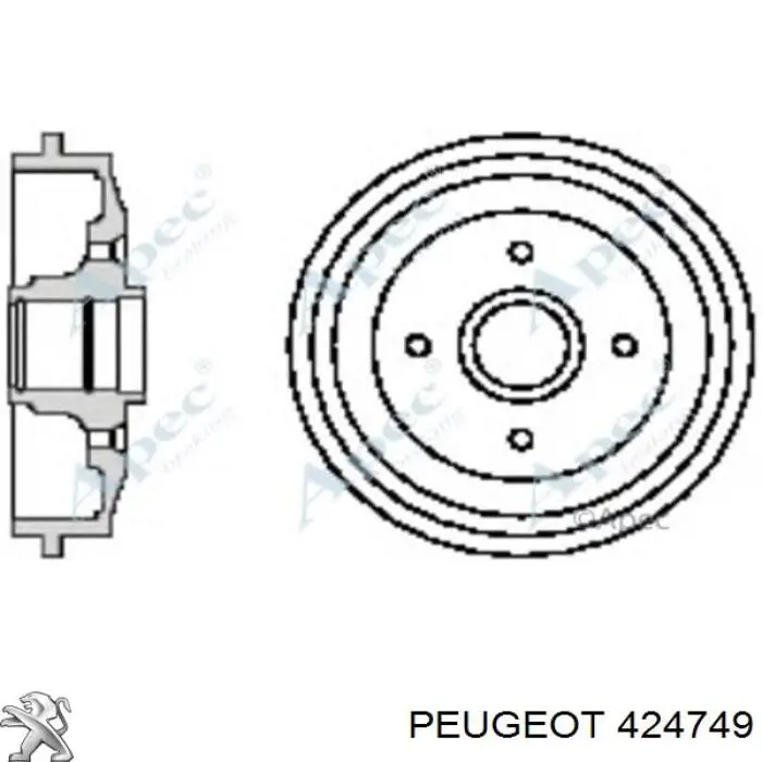 424749 Peugeot/Citroen freno de tambor trasero