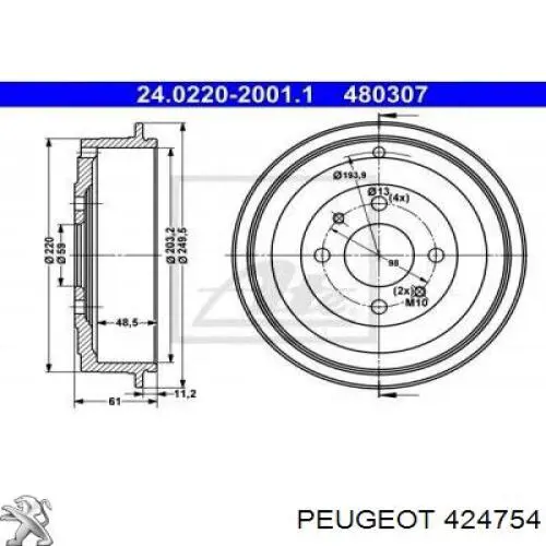 424754 Peugeot/Citroen freno de tambor trasero