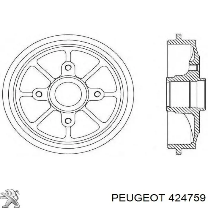 Tambor de freno trasero Peugeot/Citroen 424759 precio, desde 60,30 EUR