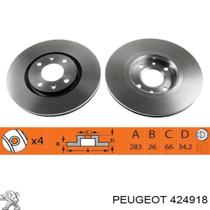 Comprar 424918 Peugeot/Citroen Freno de disco delantero