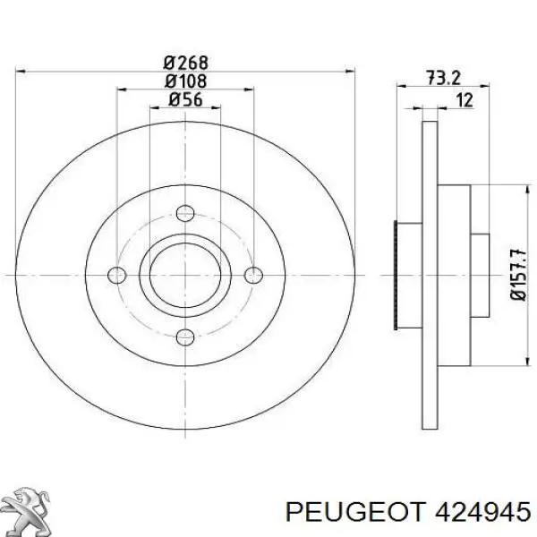 Disco de freno trasero Peugeot/Citroen 424945 precio, desde 68,53 EUR
