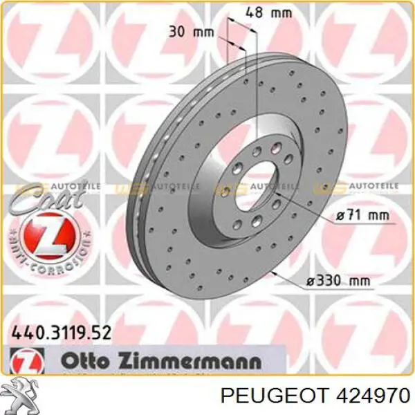 424970 Peugeot/Citroen disco de freno delantero