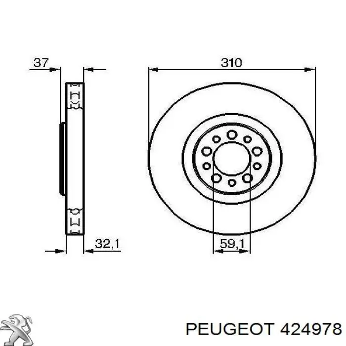 424978 Peugeot/Citroen disco de freno delantero