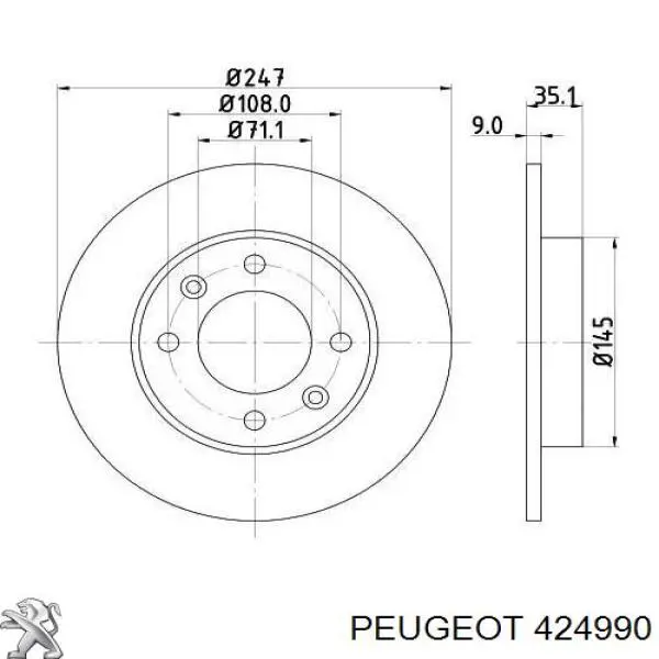 Disco de freno trasero Peugeot/Citroen 424990 precio, desde 20,10 EUR
