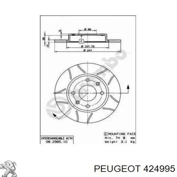 Disco de freno 424995 Peugeot/Citroen