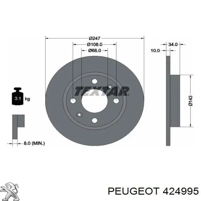 Frenos delanteros Peugeot/Citroen 424995 precio, desde 20,02 EUR