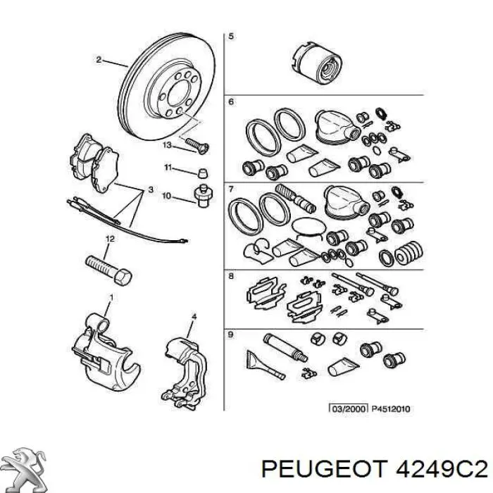 4249C2 Peugeot/Citroen freno de disco delantero