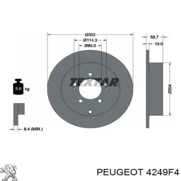 Comprar 4249F4 Peugeot/Citroen Disco de freno trasero