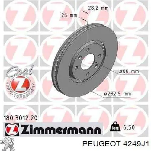 Frenos delanteros Peugeot/Citroen 4249J1 precio, desde 31,86 EUR
