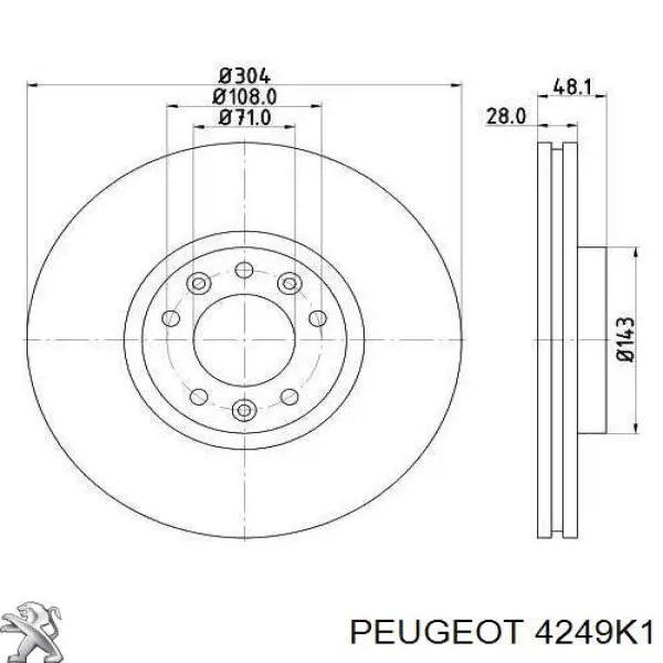 4249K1 Peugeot/Citroen disco de freno delantero