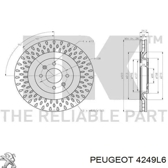 Comprar 4249L6 Peugeot/Citroen Freno de disco delantero