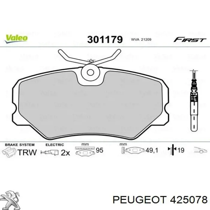 425078 Peugeot/Citroen pastillas de freno delanteras