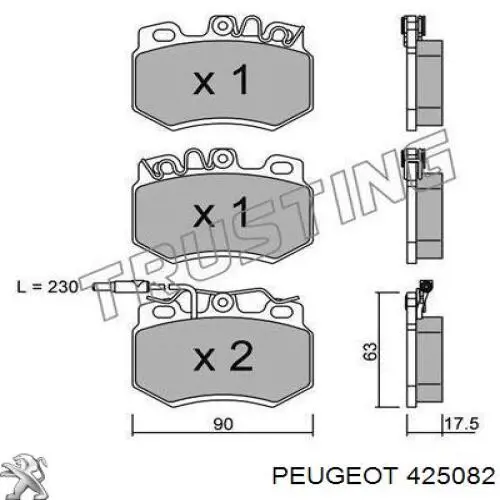 425082 Peugeot/Citroen pastillas de freno delanteras