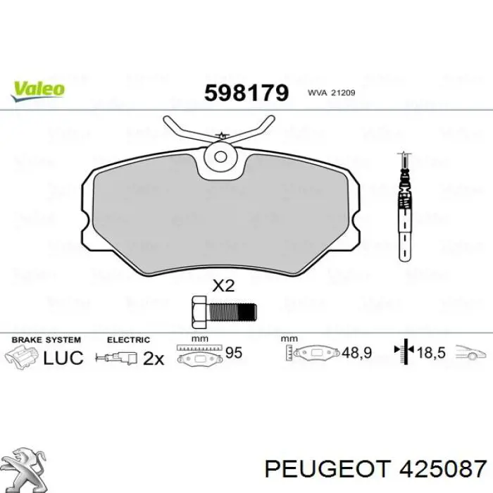425087 Peugeot/Citroen pastillas de freno delanteras