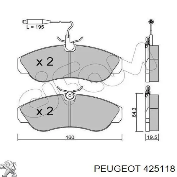 425118 Peugeot/Citroen pastillas de freno delanteras