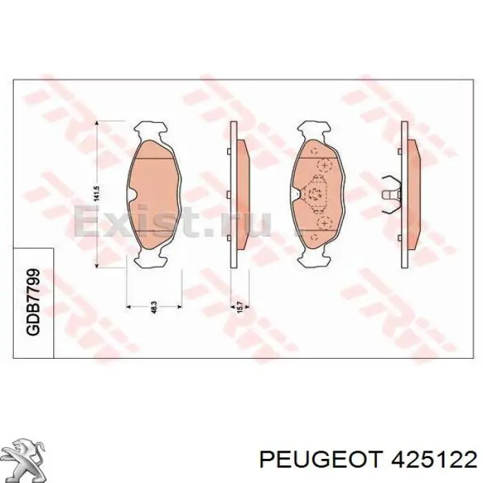425122 Peugeot/Citroen pastillas de freno delanteras