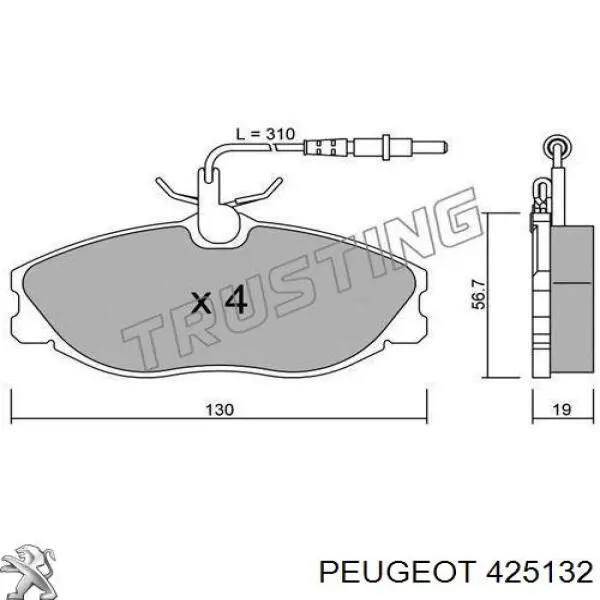 425132 Peugeot/Citroen pastillas de freno delanteras