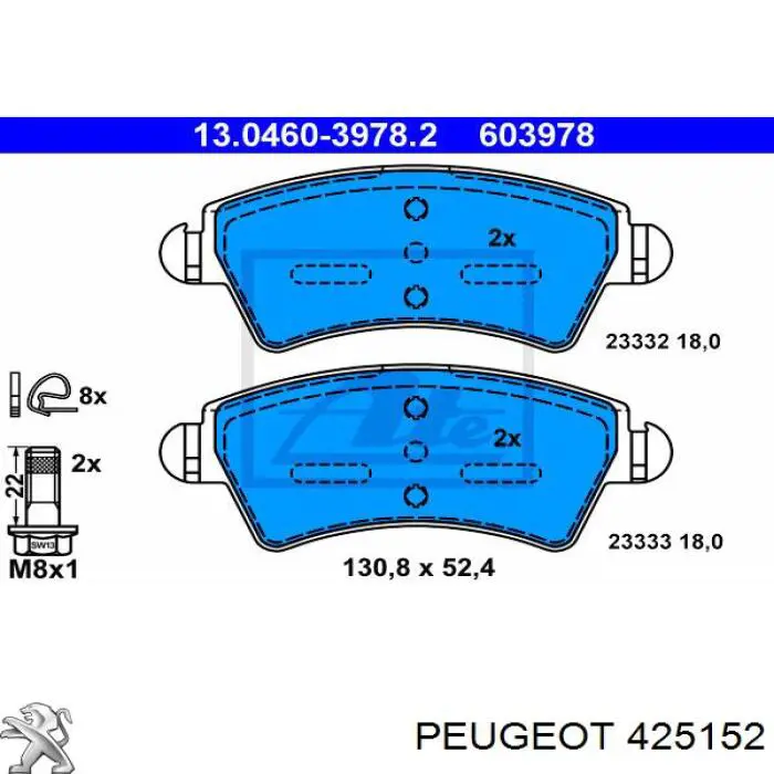 Pastillas freno delanteras Peugeot/Citroen 425152 precio, desde 25,03 EUR