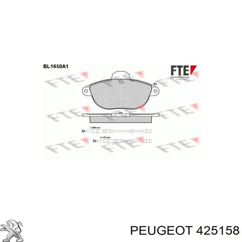 425158 Peugeot/Citroen pastillas de freno delanteras