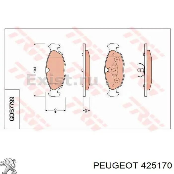 425170 Peugeot/Citroen pastillas de freno delanteras