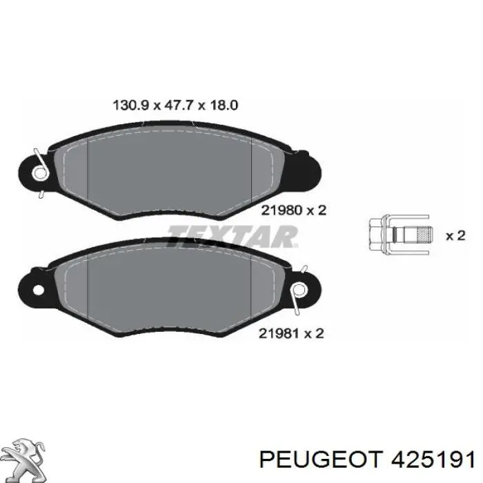 425191 Peugeot/Citroen pastillas de freno delanteras