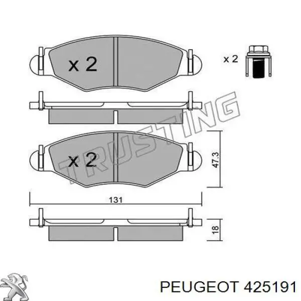 Pastillas freno delanteras Peugeot/Citroen 425191 precio, desde 19,54 EUR